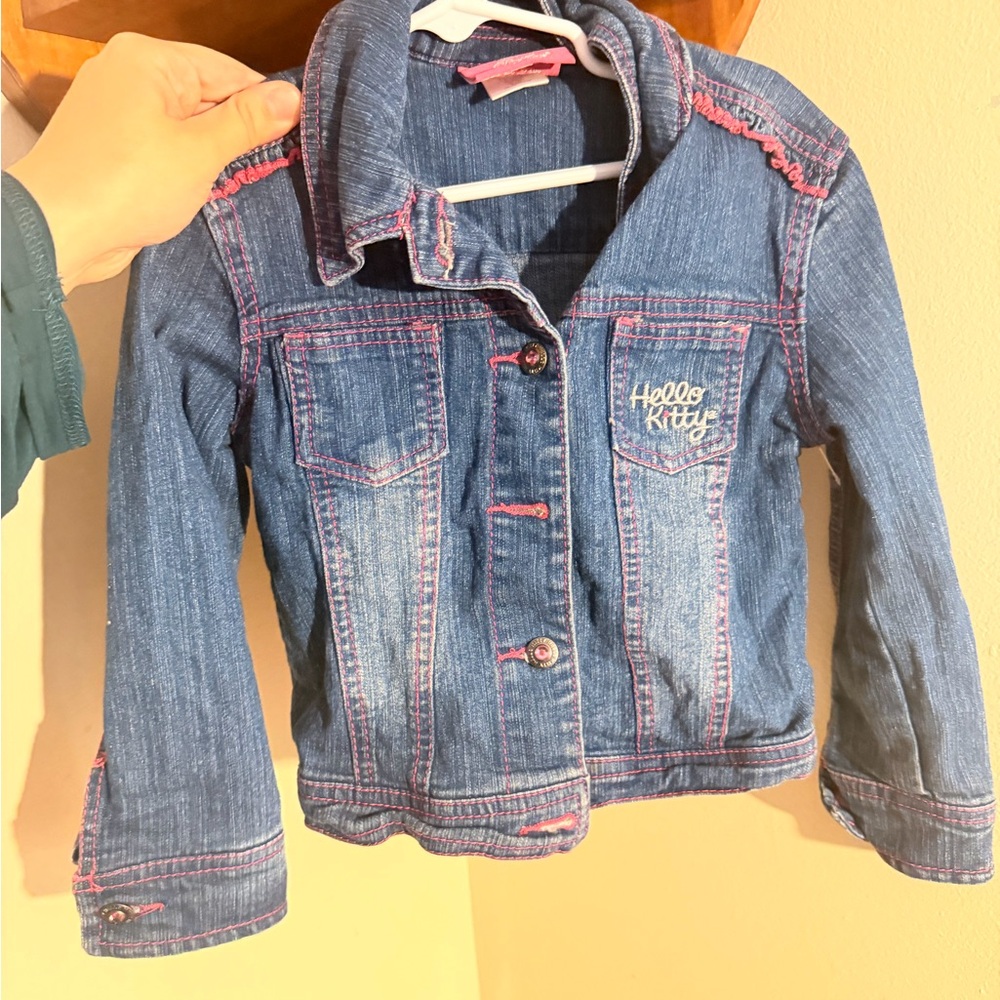 Hello Kitty Denim Jacket with Pink Stitching